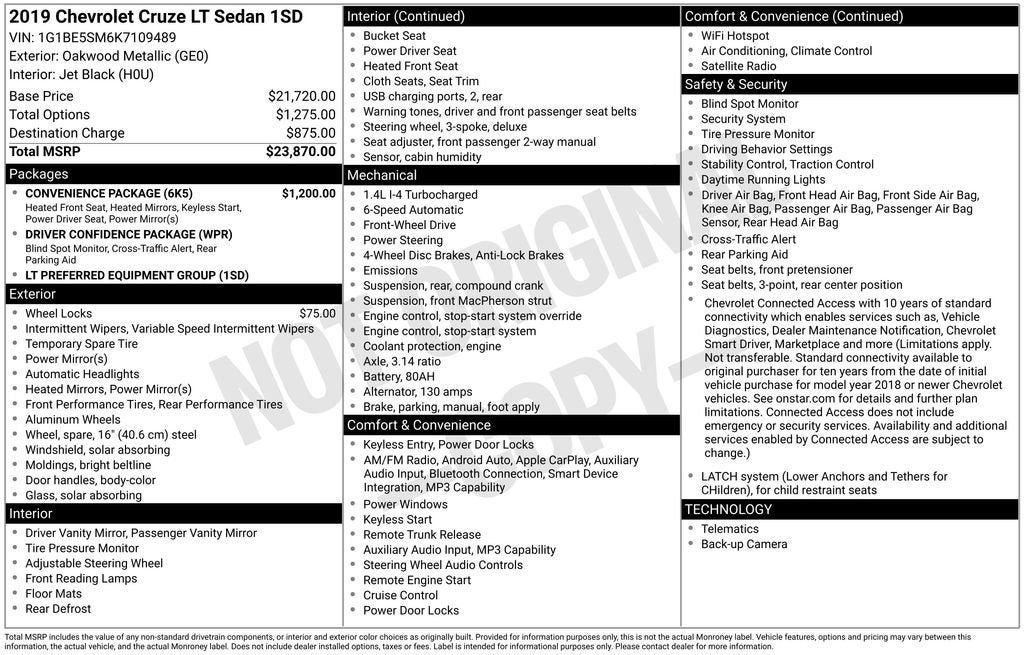 2019 Chevrolet Cruze LT