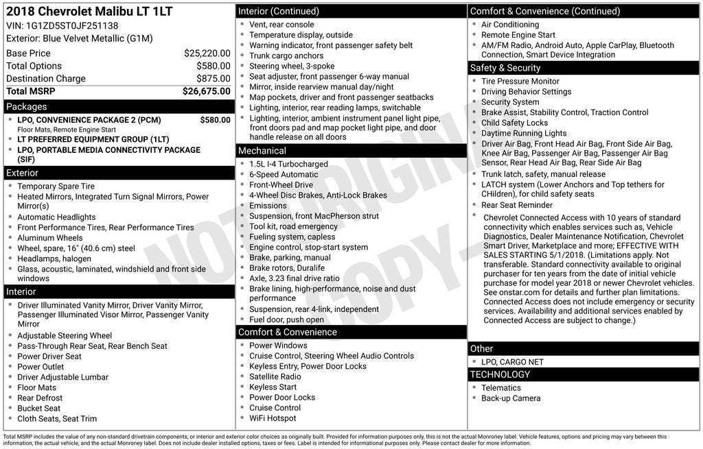 2018 Chevrolet Malibu LT