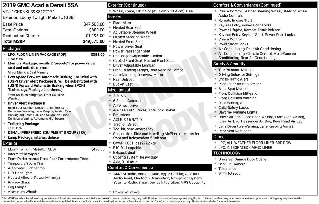 2019 GMC Acadia Denali