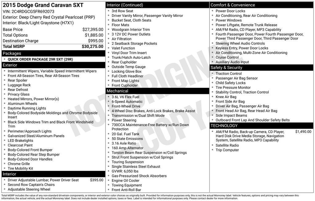 2015 Dodge Grand Caravan SXT