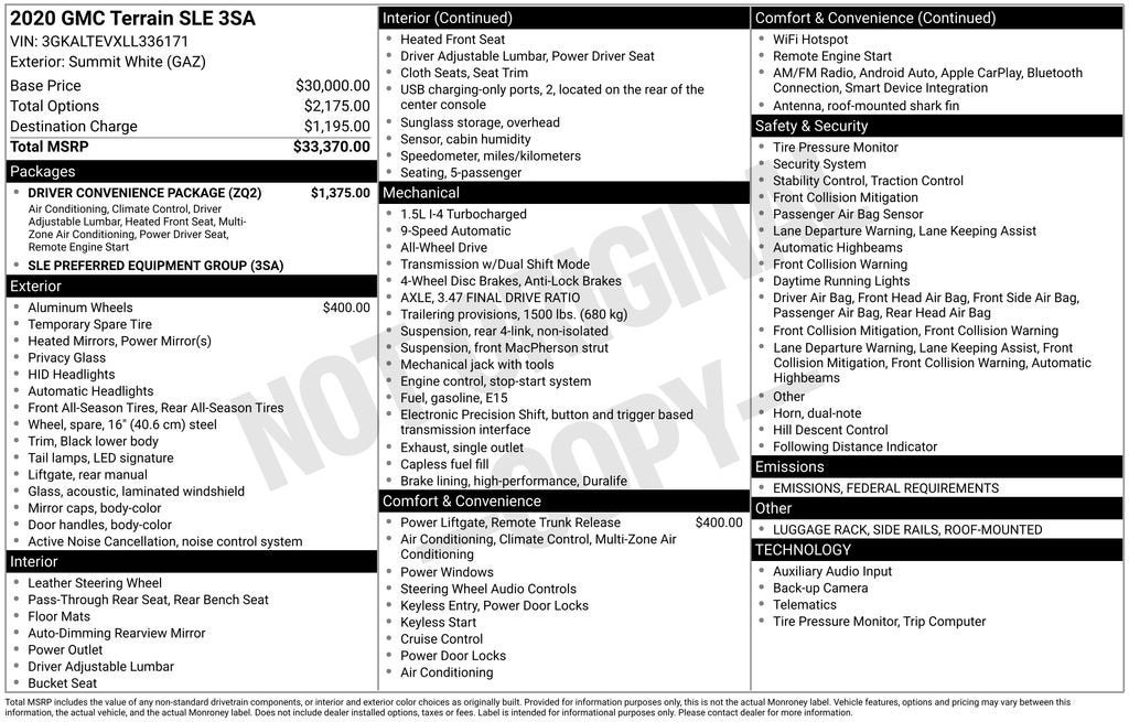 2020 GMC Terrain SLE